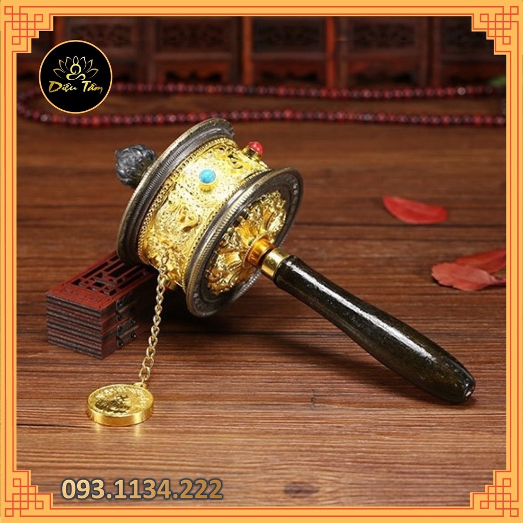 Kinh luân cầm tay Om Mani Padme Hum -bánh xe kinh luân cầu nguyện MS250