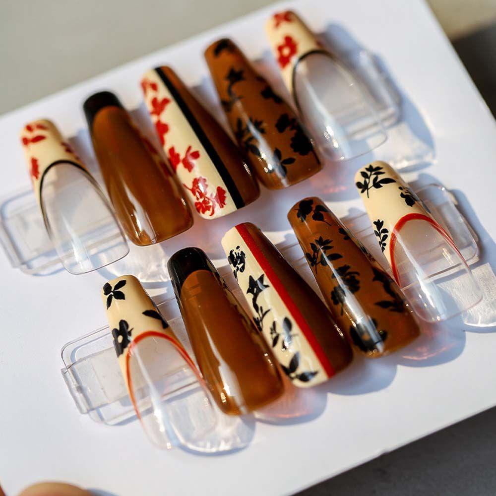 Miếng Dán Móng Tay Tự Dính Họa Tiết Chữ Trung Hoa Cổ Điển Cho Nữ