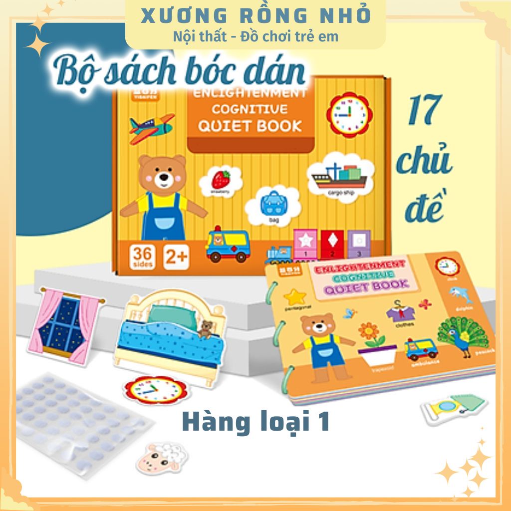 Học Liệu Montessori 17 Chủ Đề Hàng Loại 1, Đồ Chơi Giáo Dục Sớm Cho Bé, Bảng Bận Rộn Quiet Book, Bóc Dán Cho Bé
