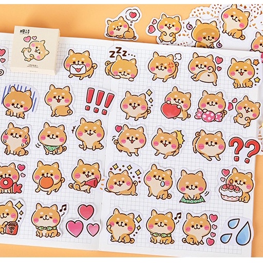 Hộp 45 miếng sticker mẫu cún con đáng yêu