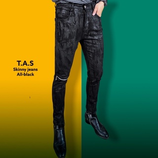 Quần jeans nam wax / skinny jeans nam x zip gối phải
