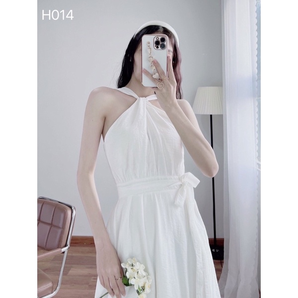 Đầm cổ yếm xoắn ngực dây eo Susan BT128