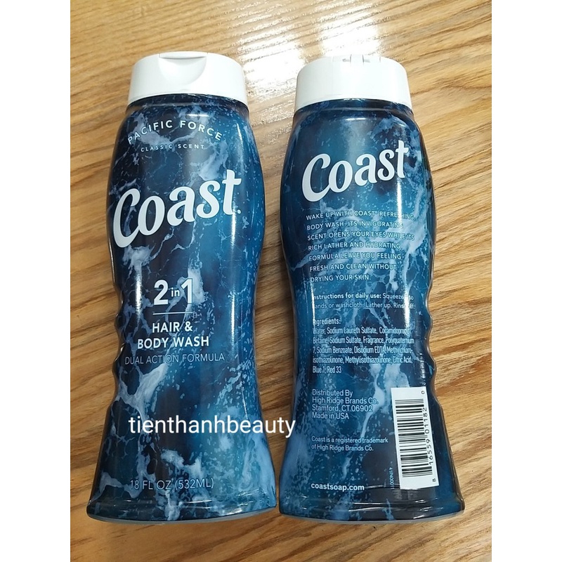 DẦU GỘI TẮM NAM 2 IN 1 COAST HAIR & BODY WASH CLASSIC SCENT CỦA MỸ 532ML