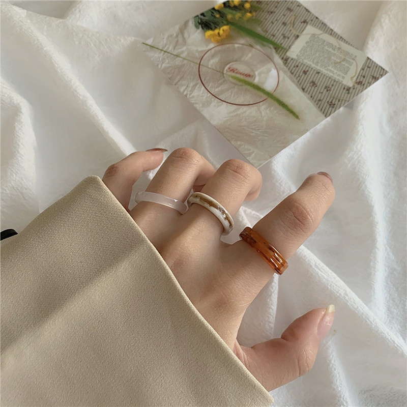 Nhẫn nhựa resin trong suốt hình tròn 17mm nhiều màu sắc phong cách hàn quốc thời trang mùa hè cho nữ