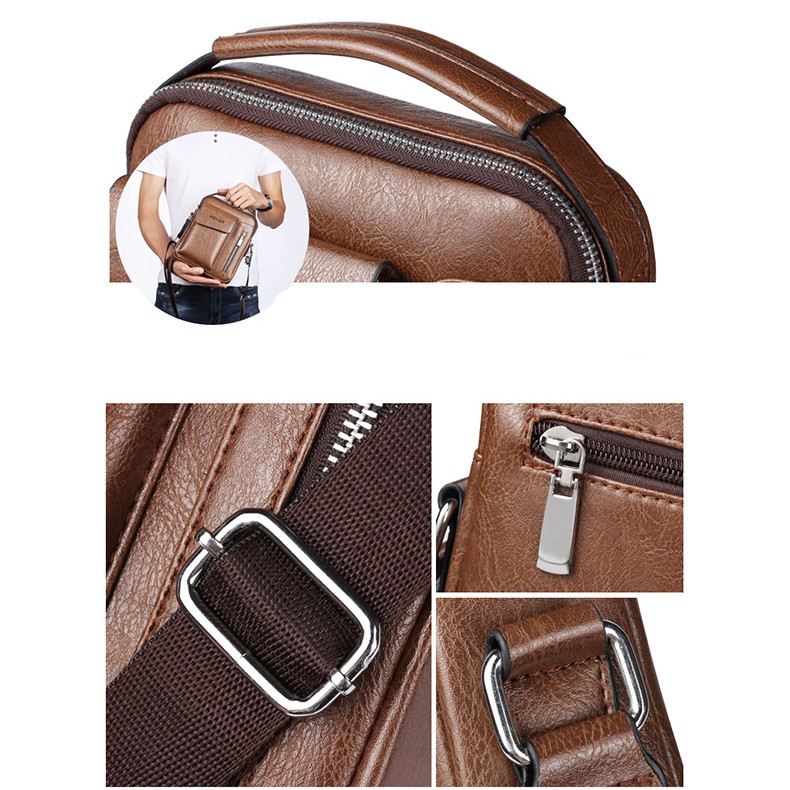 Túi da đeo chéo cho nam túi có nắp cao cấp Weixier B0834 thời trang nhiều ngăn tiện dụng Phặn Phặn