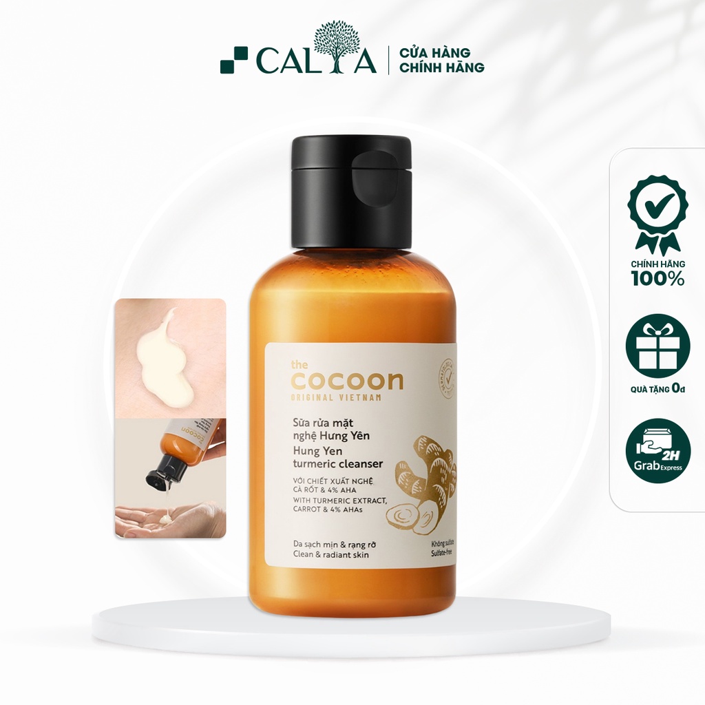 Sữa Rửa Mặt Cocoon Nghệ Hưng Yên Làm Sạch Mịn Màng, Sáng Da, Mờ Thâm - Cocoon Hung Yen Turmeric Cleanser 140ml