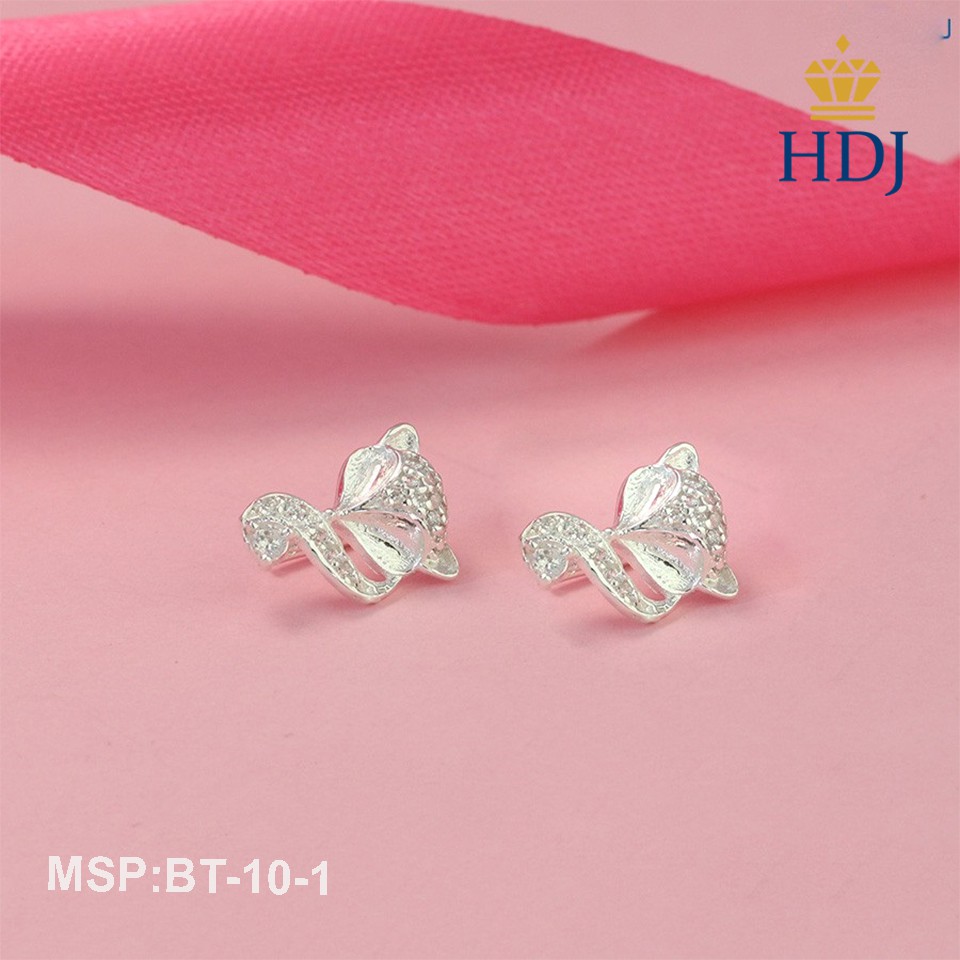 Bông tai hồ ly đính đá bằng bạc thật trang sức cao cấp HDJ mã BT-9-1 Hàng Mới