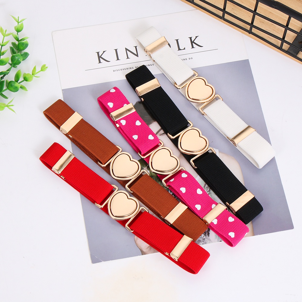 CLEVER Fashion Waist Belt Teen Dresses Elastic Belts Heart Belt Elastic Stretch Adjustable Kids Girls