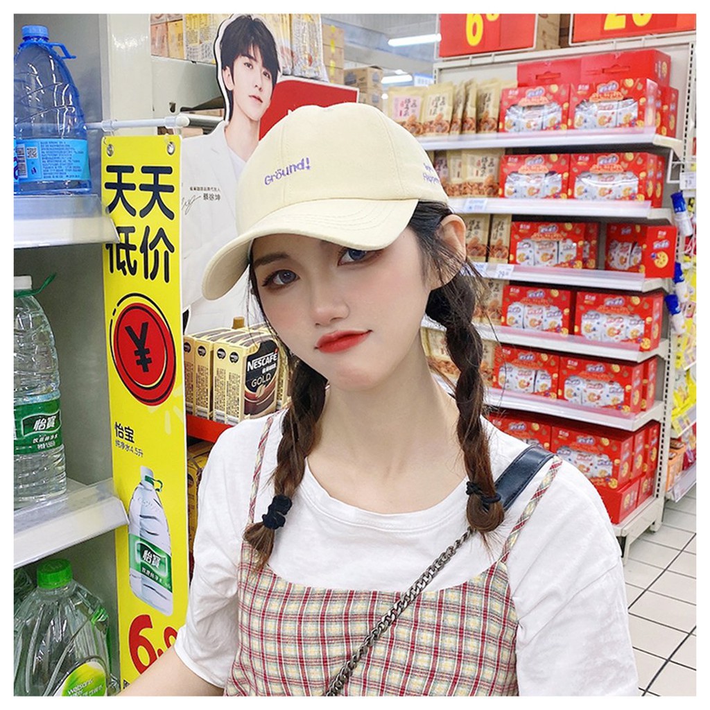 Mũ lưỡi trai thêu chữ Ground nhiêu màu đa dạng nam nữ phong cách Uzllang Unisex