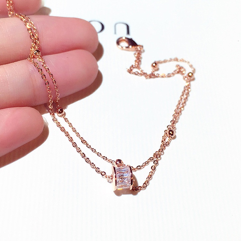 K Lắc Chân Chuỗi Xích Đính Đá Zircon Thanh Lịch Sáng Bóng Thanh Lịch Thời Trang Hàn Quốc Cho Nữ