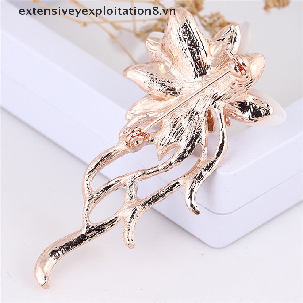 Ghim cài áo hình hoa đính đá opal nhân tạo sang trọng thời trang
