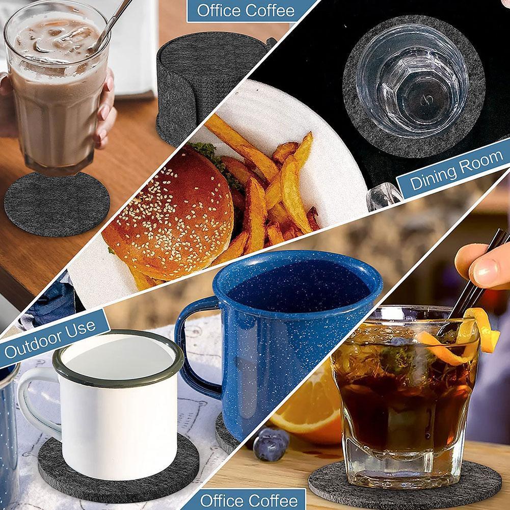 Tấm Lót Ly Hình Tròn Bằng Vải Nỉ Thấm Hút Nước Đơn Giản S8X4 R7R0 Chai T0D8 Hot