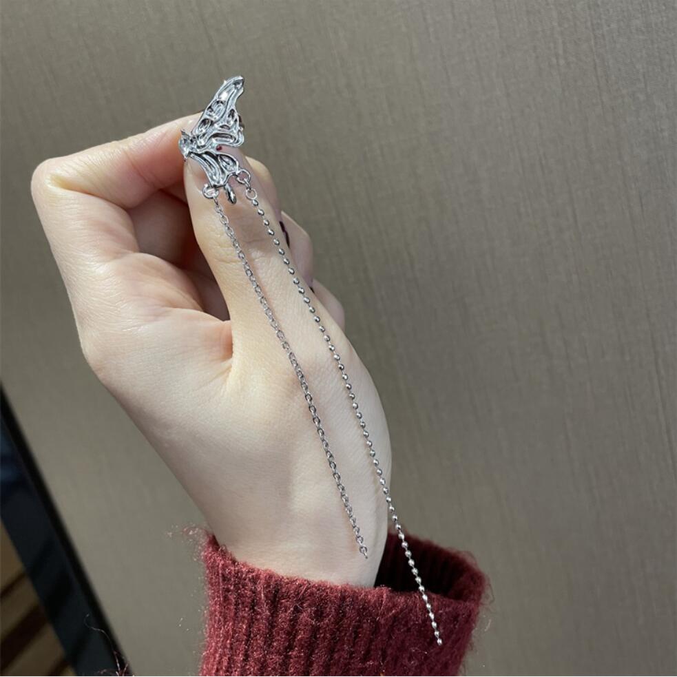 Bingo Bông Tai Dạng Kẹp Hình Bướm Tua Rua Không Cần Xỏ Lỗ Khí Quyển Cho Nữ