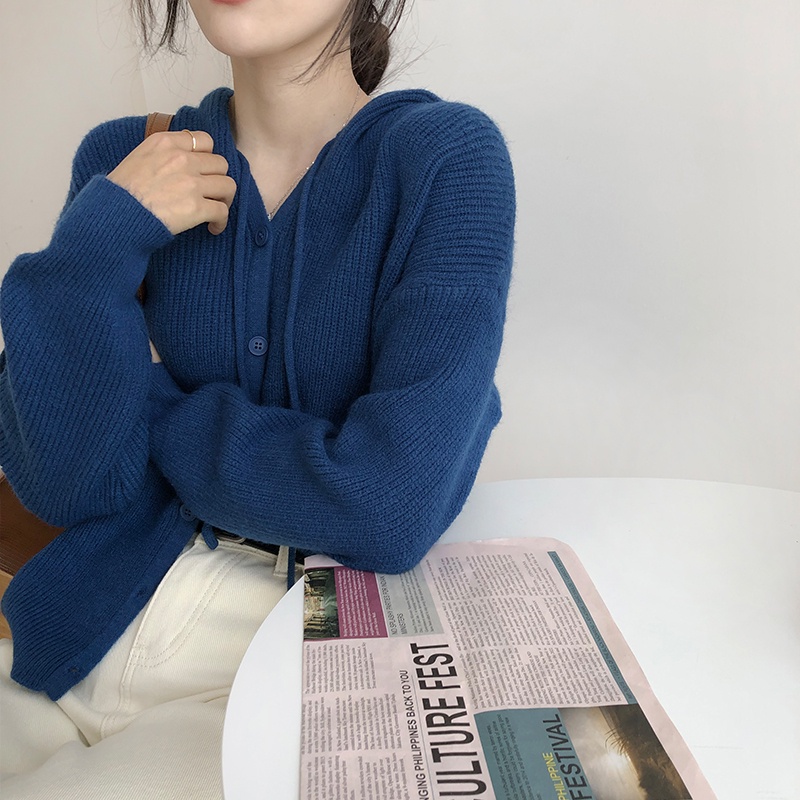 Áo khoác cardigan IELGY dệt kim dày dặn dáng rộng phong cách Hàn Quốc dễ phối đồ cho nữ