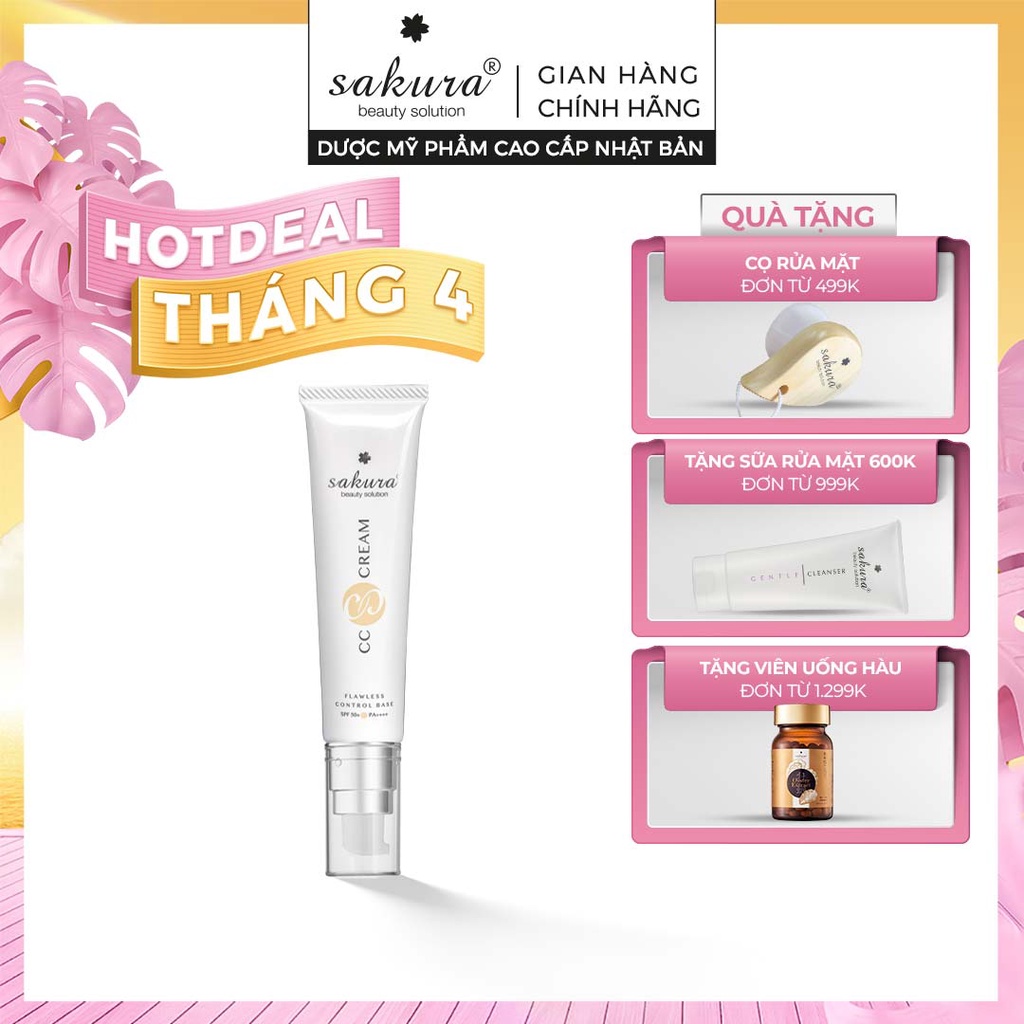 Kem trang điểm, chống nắng đa năng Sakura CC Cream Flawless Control Base SPF50+ PA++++ 40ml