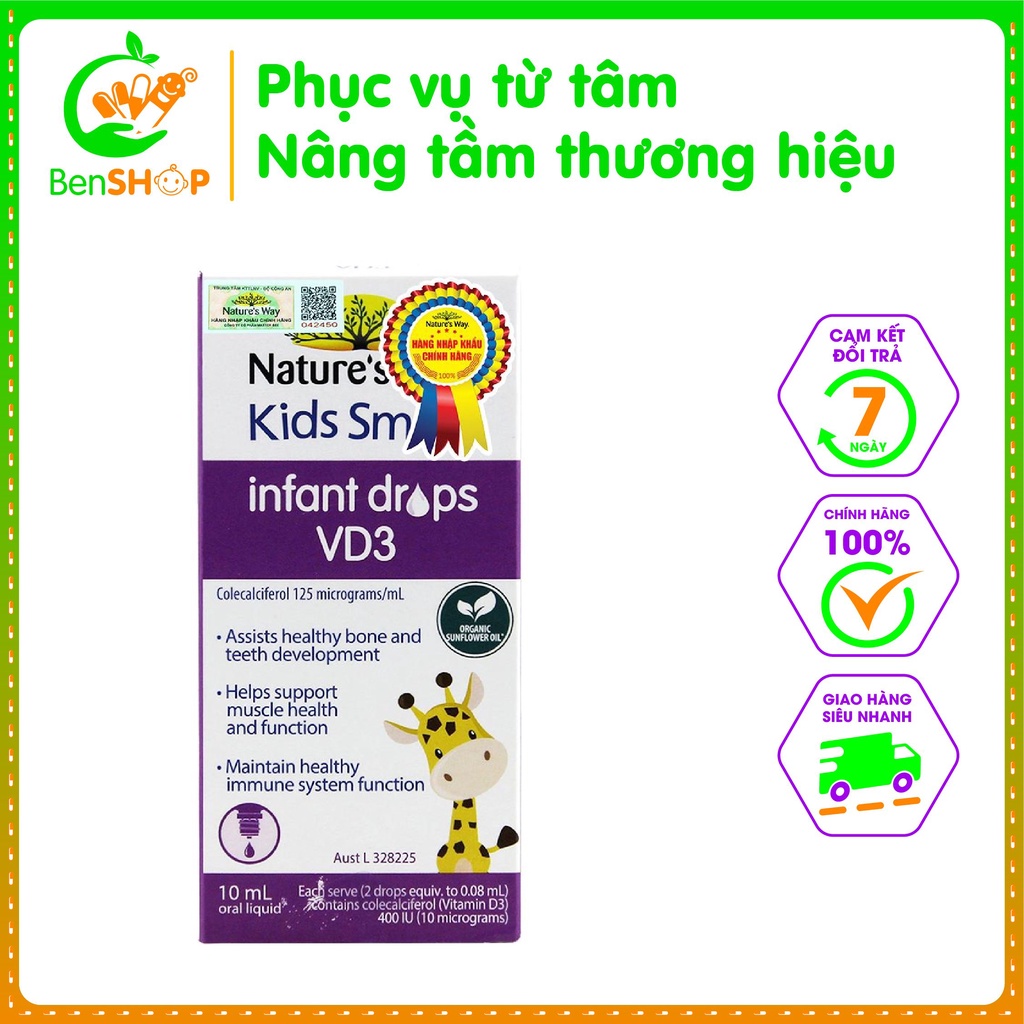 Siro Uống Nature's Way Kids Smart Infant Drops VD3 Bổ Sung Vitamin D Cho Bé 10ml
