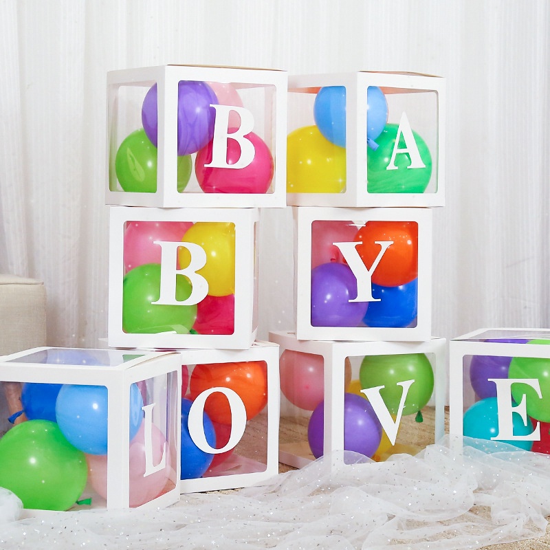 Hộp Đựng Bong Bóng Trong Suốt In Chữ Trang Trí Tiệc Cưới / Sinh Nhật DIY