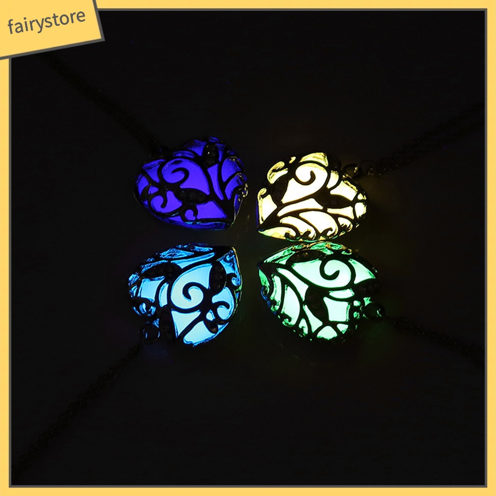 Dây Chuyền Mặt Hình Trái Tim Đính Đá Phát Sáng Thời Trang Cho Nữ