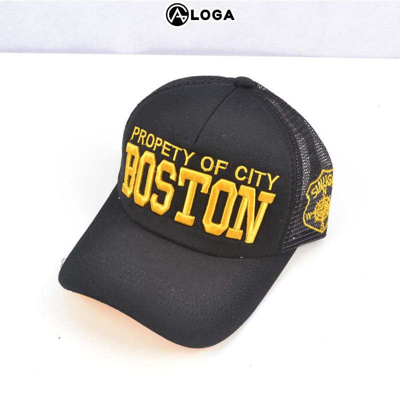 Nón lưỡi trai nữ thời trang nón kết kaki đẹp cao cấp thêu chữ Boston M032