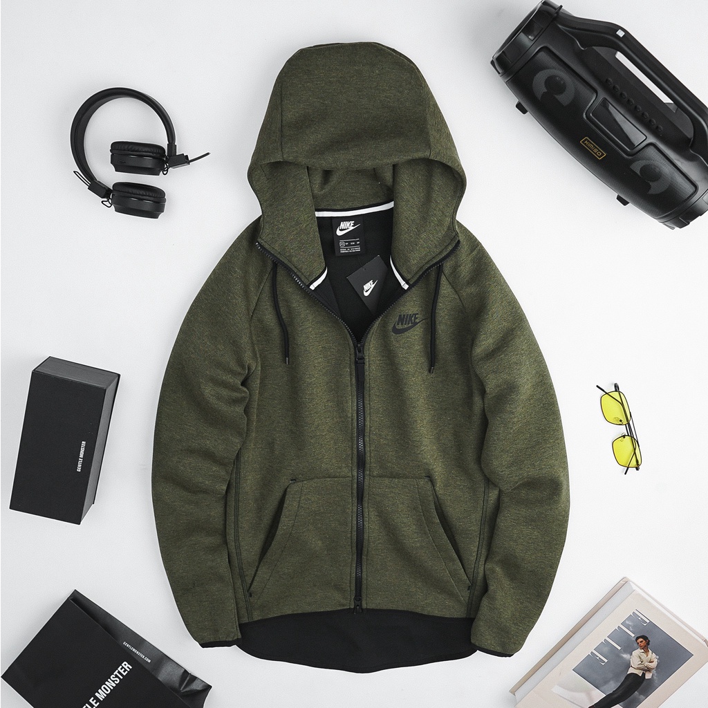 NIKE - Áo khoác thể thao nam nữ Nike Sportswear Tech Fleece Full-Zip Hoodie chính hãng - Xanh rêu