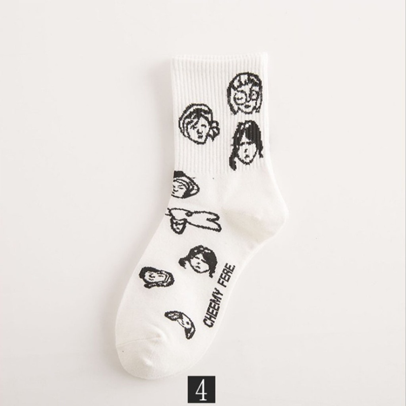 Xiangbao Vớ Cotton Có Gân Kiểu Hoạt Hình Harajuku Cá Tính Cho Nữ