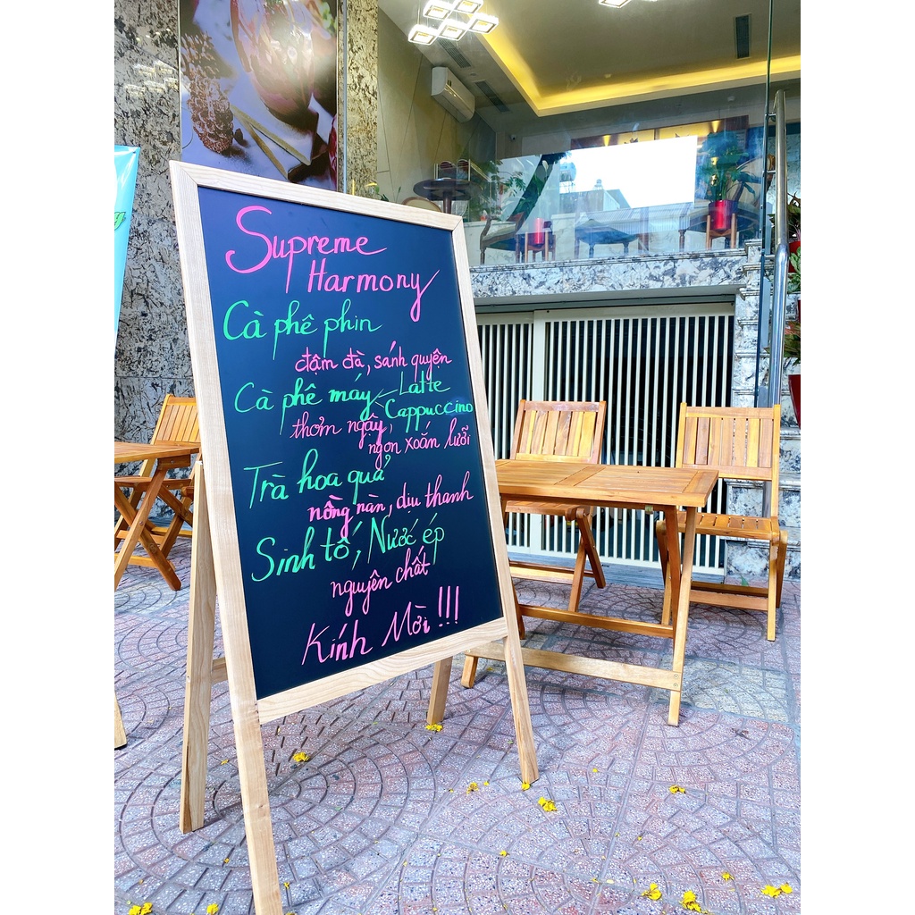 Bảng menu nhà hàng chân gấp, KT: 60x120cmo