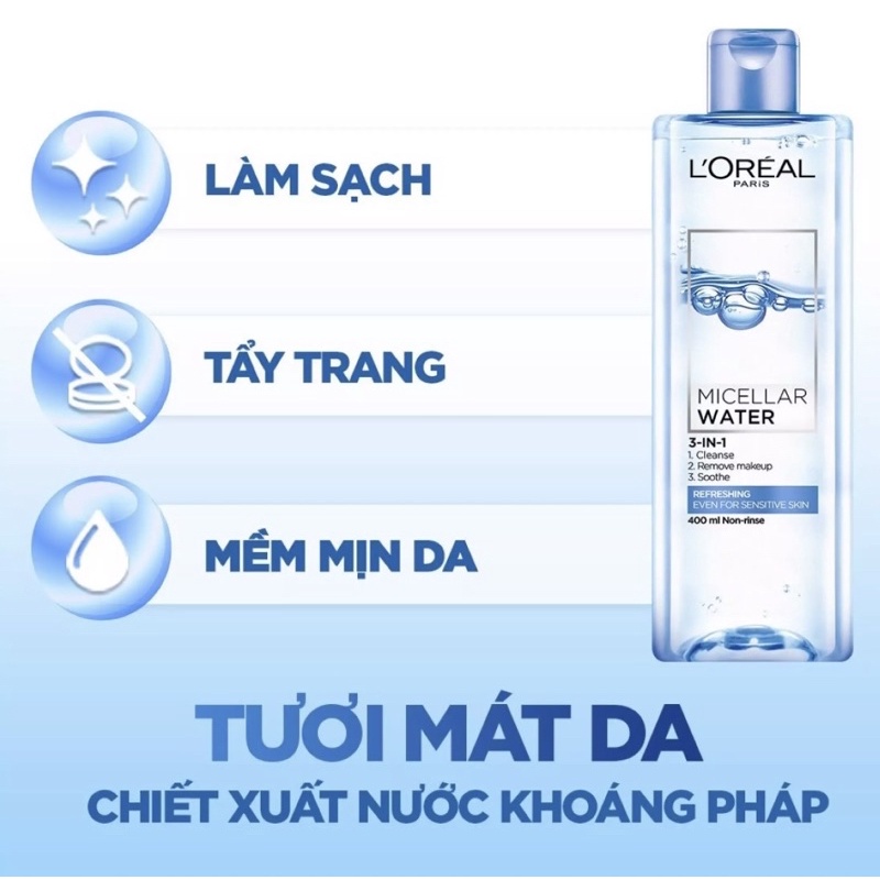 Nước Tẩy Trang Loreal 3-IN-1 Tươi Mát 400ml