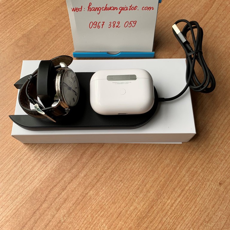 Đế sạc nhanh không dây 2 trong 1 công suất 18W cao cấp, sạc cùng lúc 2 thiết bị -
