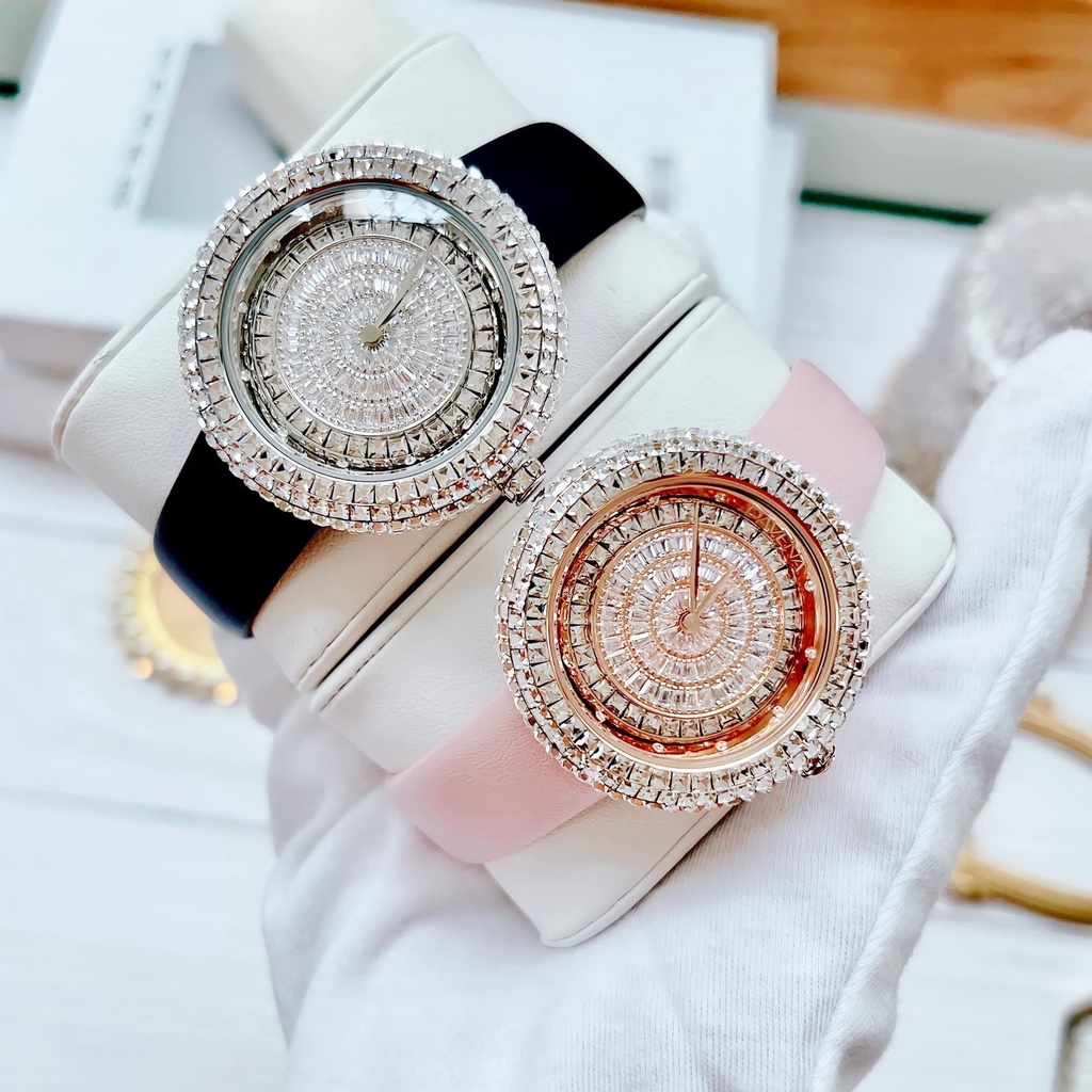 Đồng Hồ Nữ Davena 32091 Dây Da Hồng Rose Gold Chính Hãng 39mm