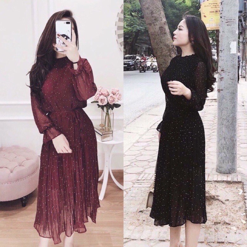 Sét Váy Chấm Bi voan quảng châu