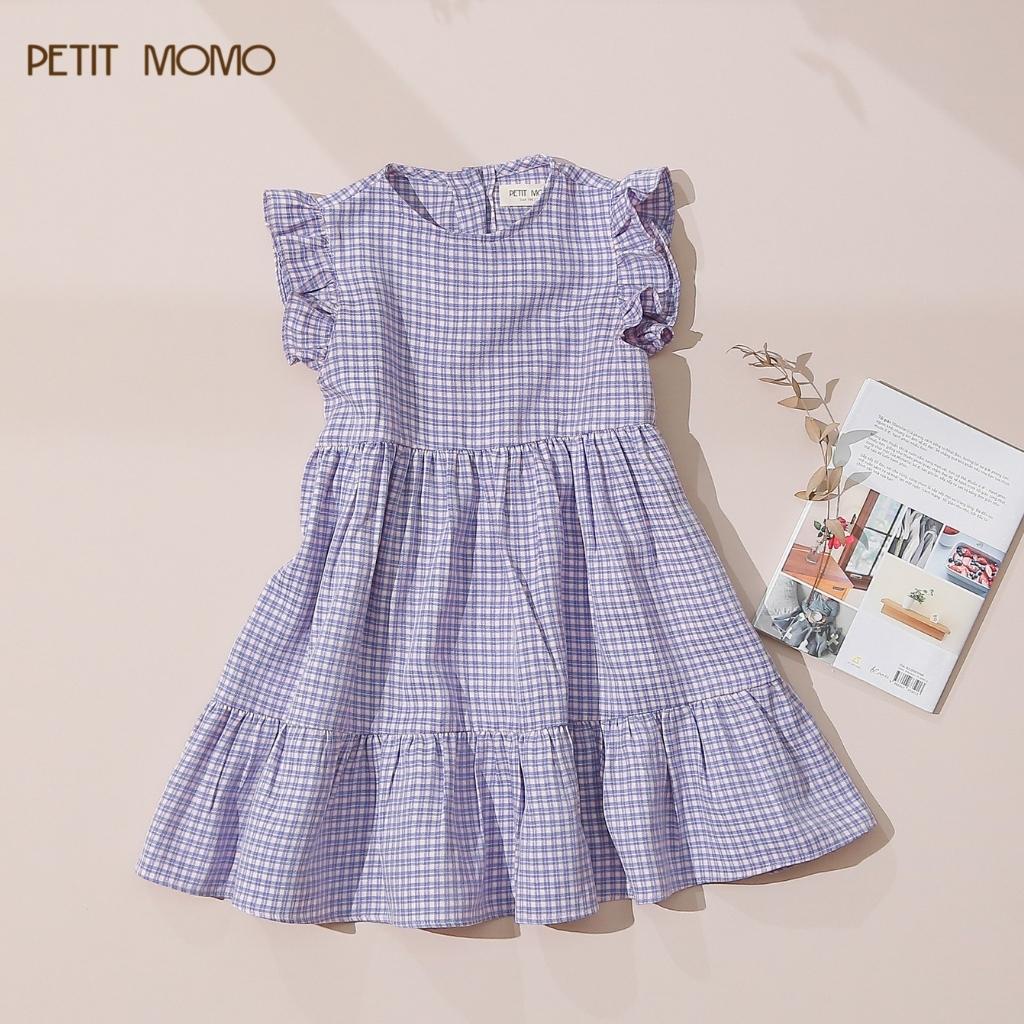 Váy Xòe Cho Bé Gái PETIT MOMO Chất Vải Cotton Thoáng Mát Thiết Kế 3 Tầng Tay Bèo Cổ Tròn Khuy Lưng H182