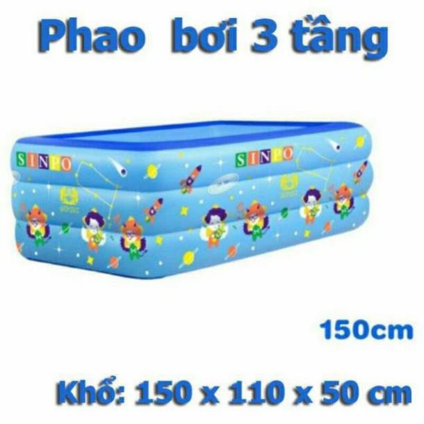 [ Chính hãng ] [Sale] BỂ BƠI PHAO 1,5M 3 TẦNG CÓ ĐÁY CHỐNG TRƯỢT  mới 2020