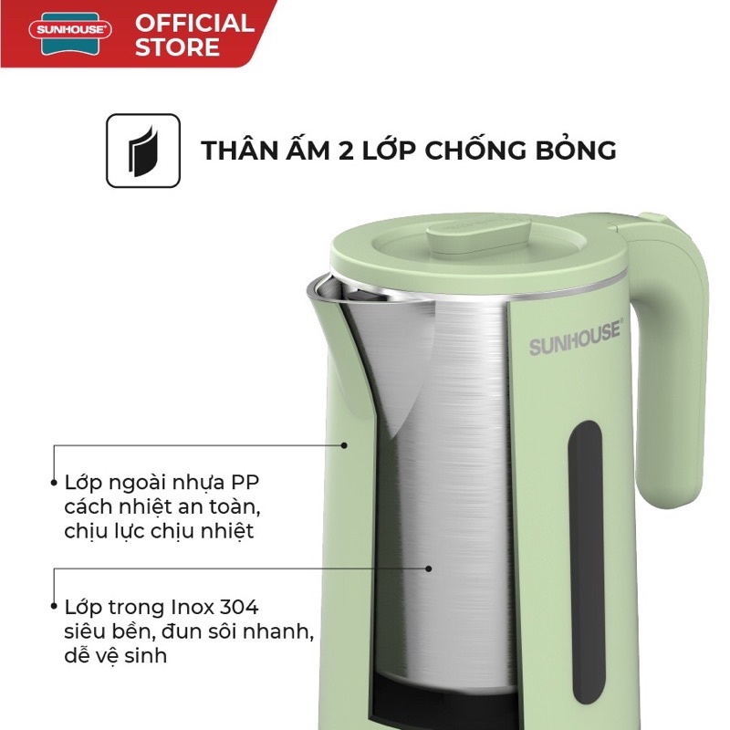 Ấm đun siêu tốc sunhouse 1,8l