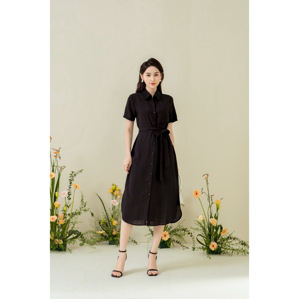 Váy suông đai eo TIIN STORE chất đũi xanh mint be VHN469