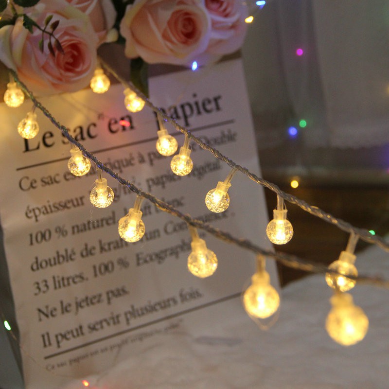 Đèn LED bóng tròn pha lê chạy bằng pin chiếu sáng ngoài trời/trong nhà trang trí ngày lễ/tiệc cưới/Giáng Sinh