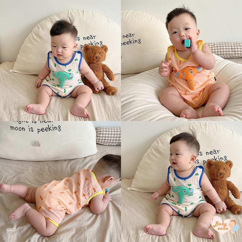 Bộ Áo Liền Quần Không Tay In Hoạt Hình Dành Cho Bé 0-2 Tuổi