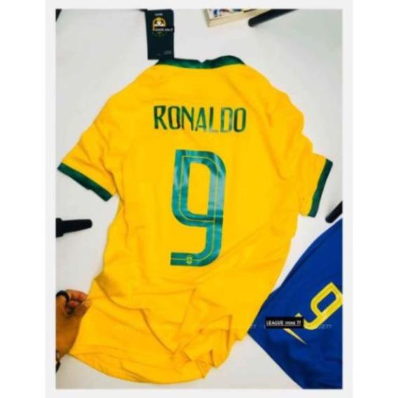 Bộ quần áo thể thao,áo bóng đá,đá banh đội tuyển Brazil vàng sân nhà 2021 - 2022 vải gai Thái,mềm,mịn,thấm hút mồ hôi.