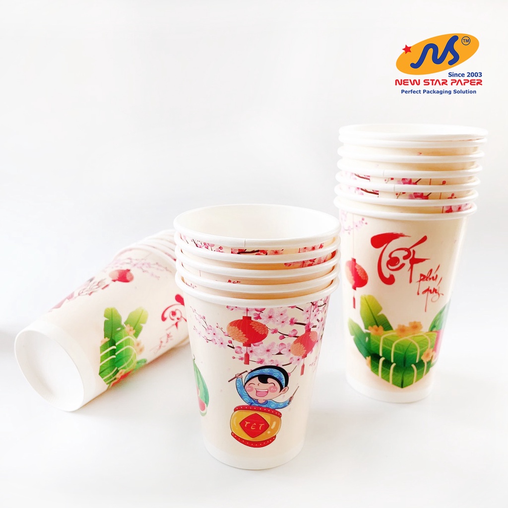 Ly giấy 12oz~354ml - Lốc 20 ly giấy có họa tiết