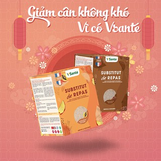 Combo 02 hộp Bữa ăn cân bằng VSanté giảm cân, giảm béo hiệu quả [ Vị Đào + Hạnh Nhân] + Tặng kèm bình lắc- Hàng Pháp