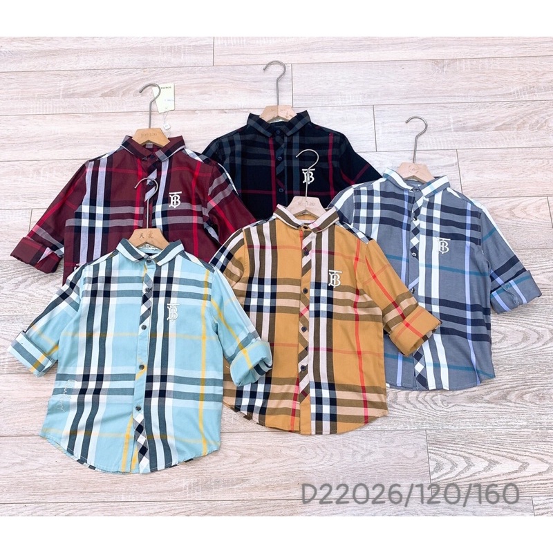 Áo sơ mi kẻ bbr dài tay cho bé trai size ĐẠI phương kid