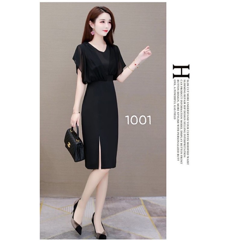 ĐẦM ÔM PHỐI BÈO EO CHIFFON CÁNH TIÊN 1001