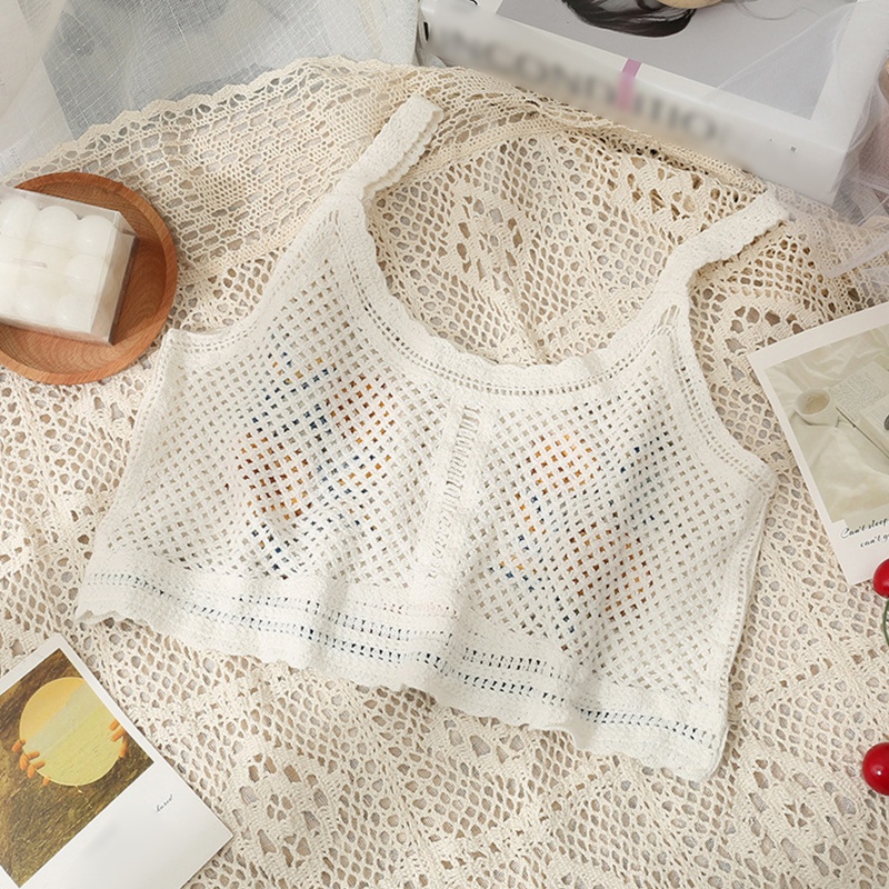 Áo Croptop Dệt Kim Không Tay Thêu Hoa Nhiều Màu Sắc Phong Cách Cổ Điển Dành Cho Nữ