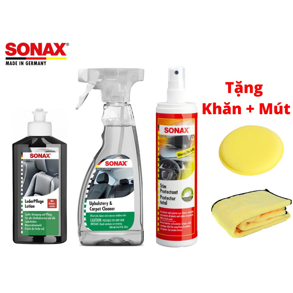 Bộ Chăm Sóc Nội Thất Xe Cao Cấp Sonax Dưỡng Vệ Sinh Làm Mới Kèm Quà Tặng