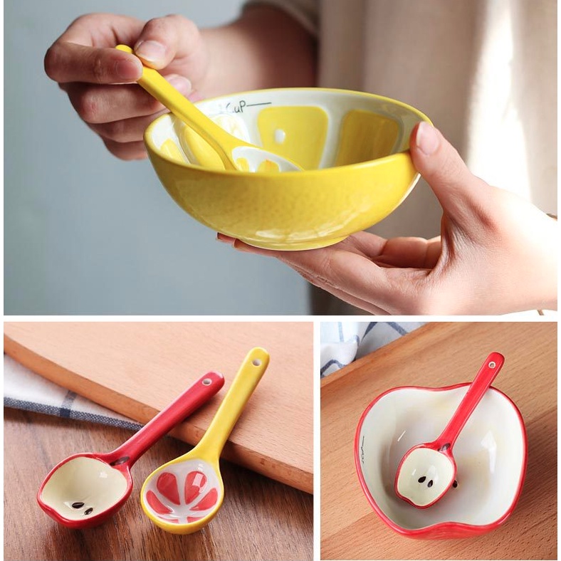 MUỖNG SỨ TRÁI CÂY, THÌA SỨ TRẮNG HÌNH THÚ CHO BÉ ĂN DẶM - PUPU KIDS SHOP