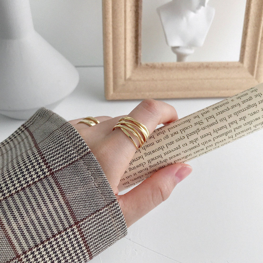 Nhẫn bạc họa tiết đan chéo nhiều vòng thời trang