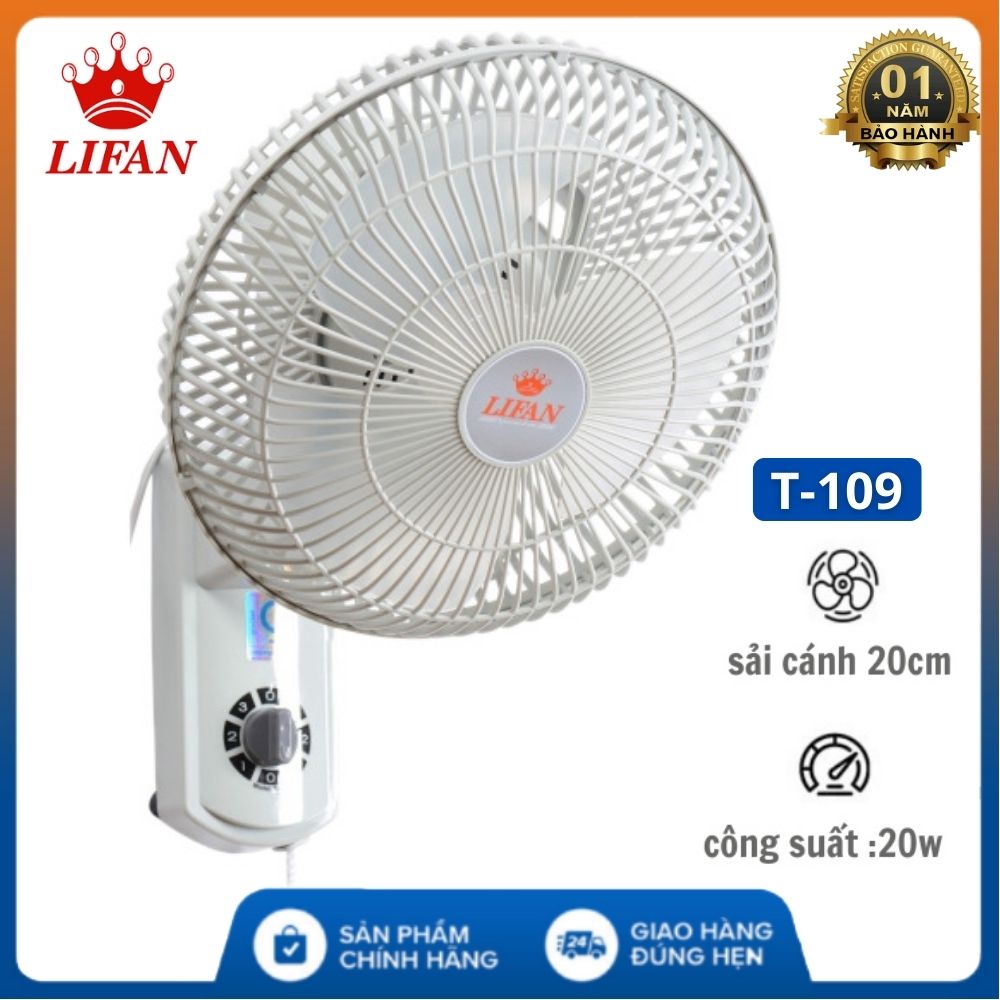 Quạt treo tường, gắn trần Lifan T-109 màu trắng mini công suất 22W, 3 tốc độ gió siêu mát, không ồn, bảo hành 12th
