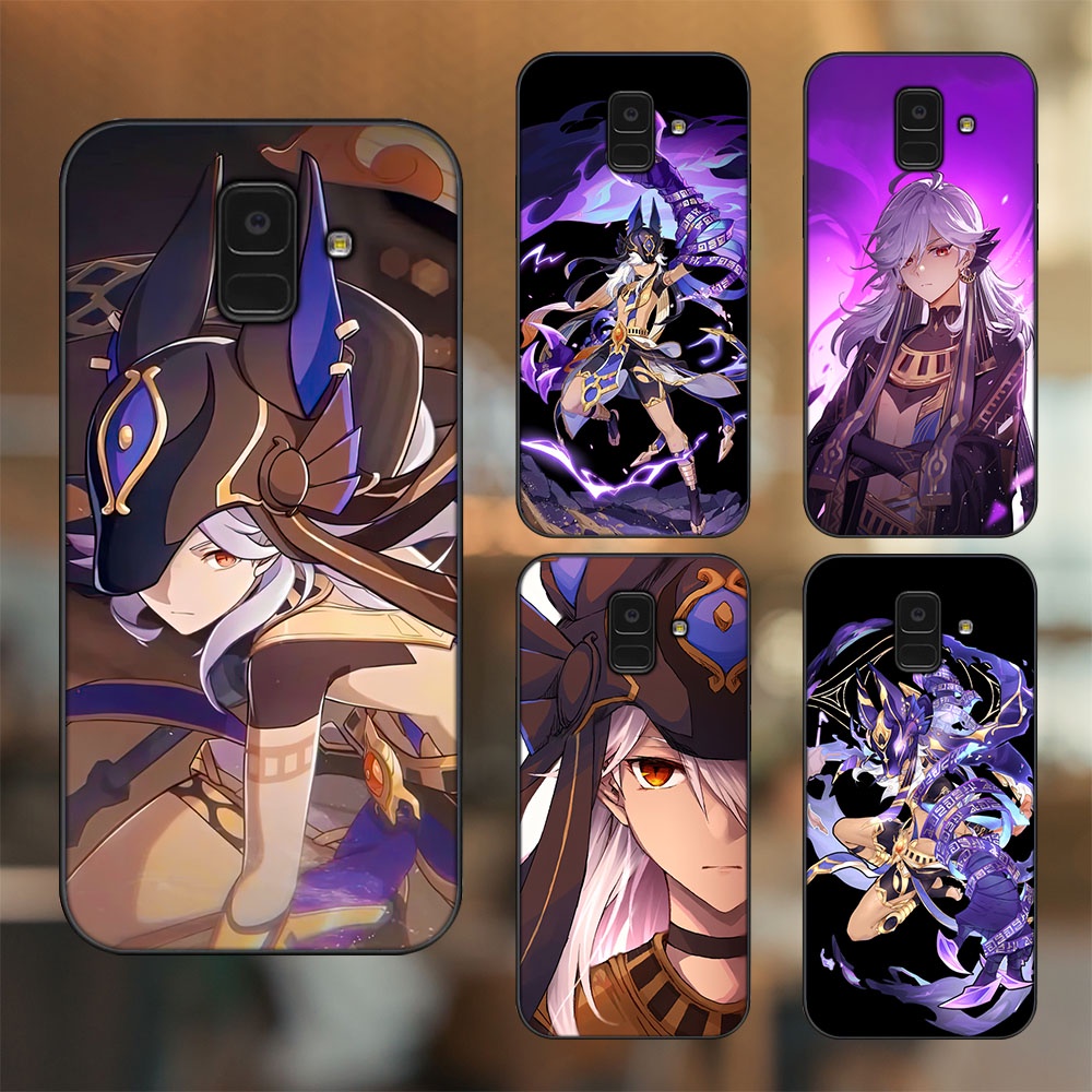 Ốp lưng Samsung A5 2018, A6 2018, A8 2018, J6 2018, A8 Plus viền đen in hình Cyno Genshin Impact