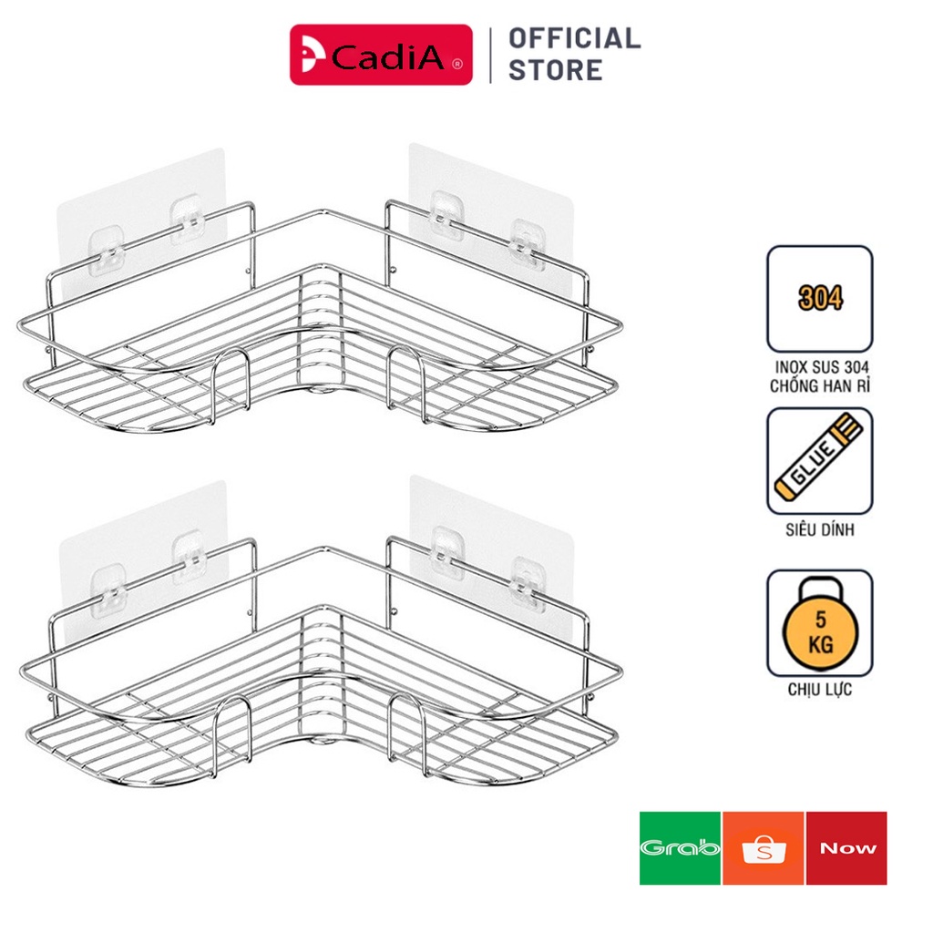 Kệ nhà tắm kệ góc dán tường inox không gỉ siêu dính trong nhà tắm ,kệ đựng gia vị nhà bếp