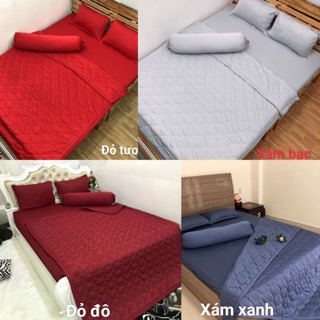 Trọn bộ drap thun❤❤FREESHIP❤❤ga thun_ thun hàn_ bộ 5 món ( 1 ga, 2 áo nằm, 1 áo ôm, 1 chăn)