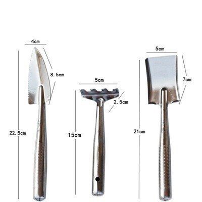 Dụng cụ làm vườn mini đa năng bộ 3 dụng cụ inox cực xinh